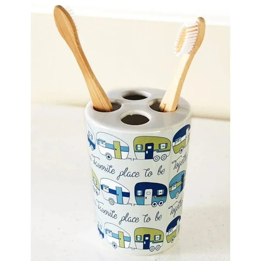 Our Favorite Place is Together Camper Toothbrush Holder Retro Style Trailers NEW